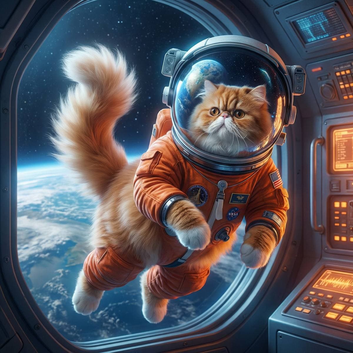 Cat art poster - Astronaut style cat print art